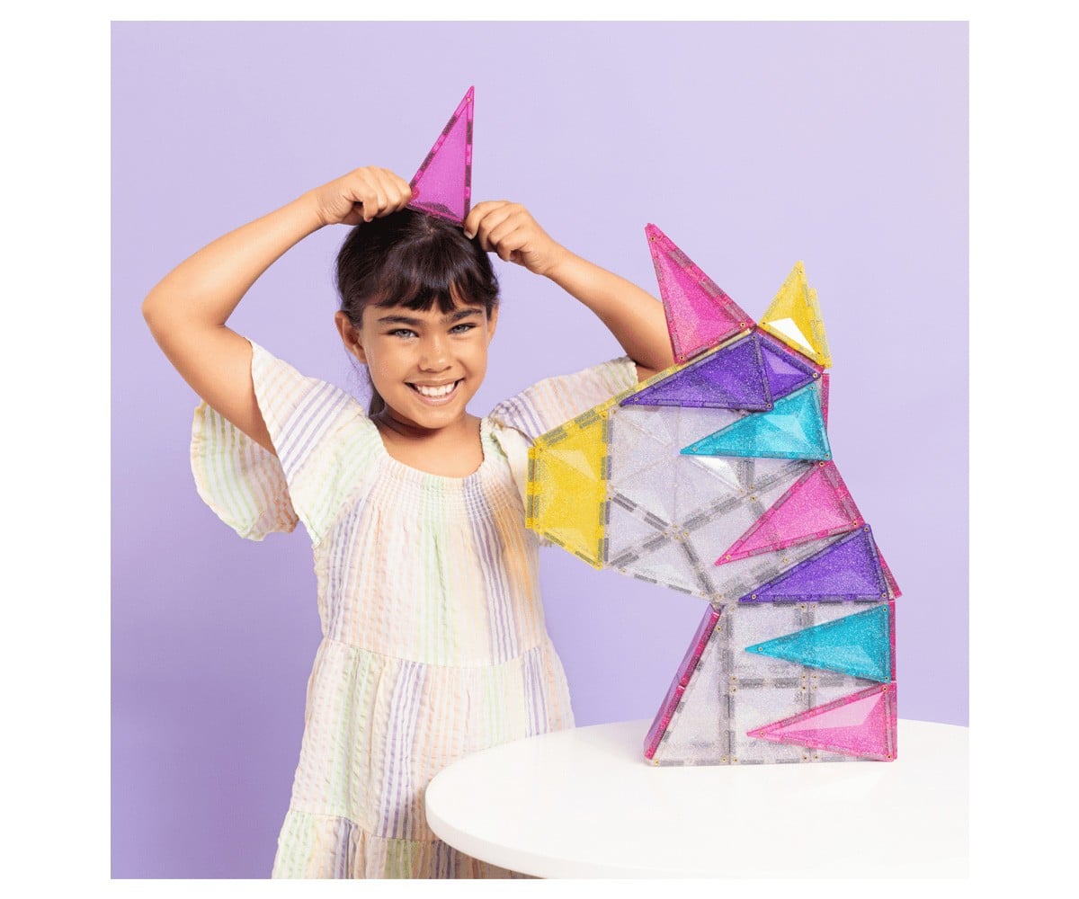 Construção Connetix Glitter Unicorn 56 peças