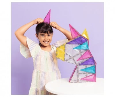 Construção Connetix Glitter Unicorn 56 peças