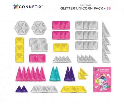 Construção Connetix Glitter Unicorn 56 peças