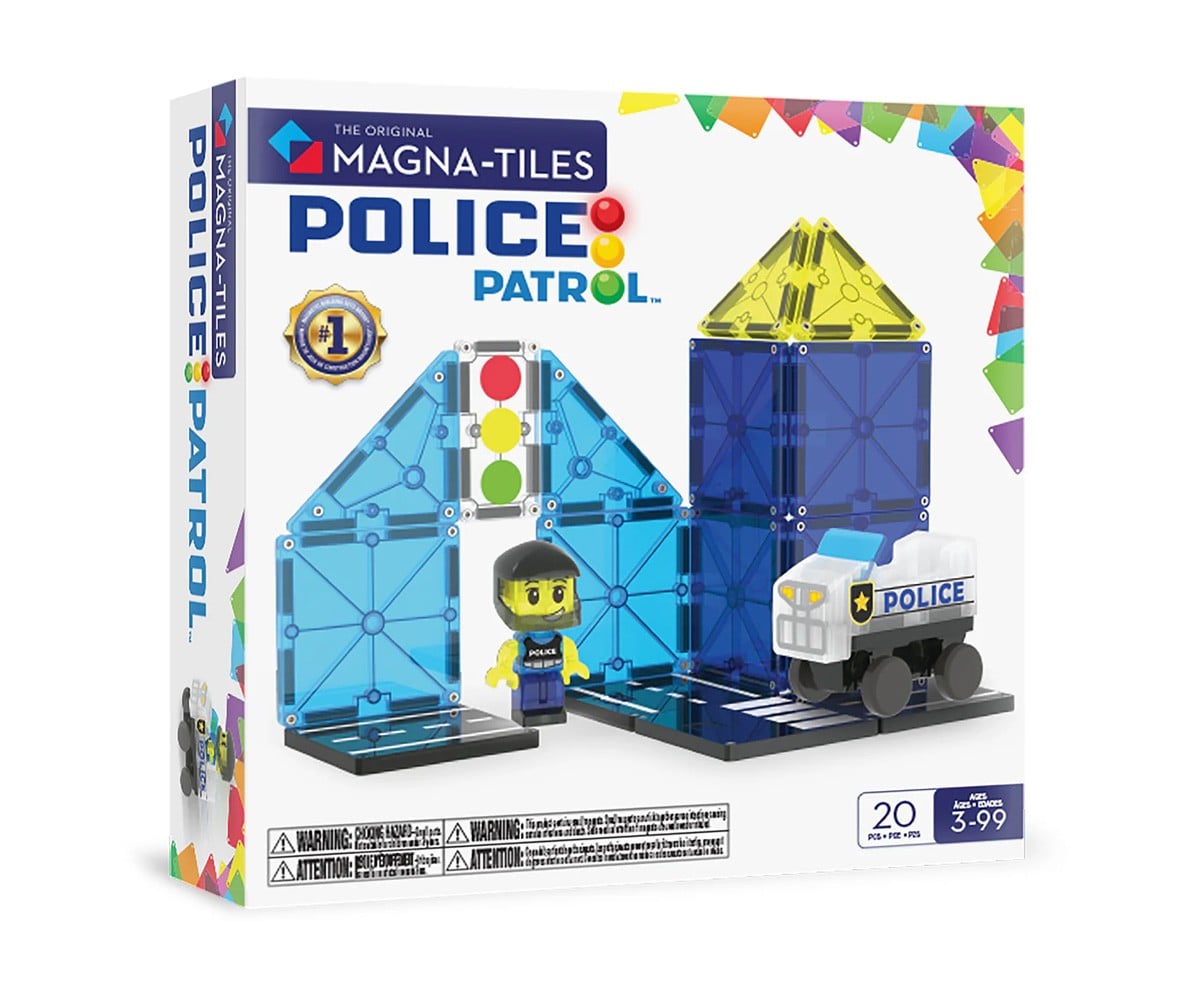 Conjunto de construção Magna-Tiles Police Patrol de 20 peças