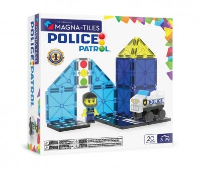 Conjunto de construção Magna-Tiles Police Patrol de 20 peças
