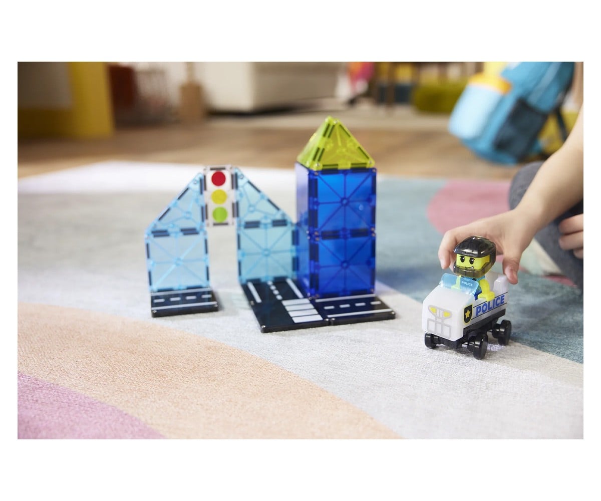 Conjunto de construção Magna-Tiles Police Patrol de 20 peças