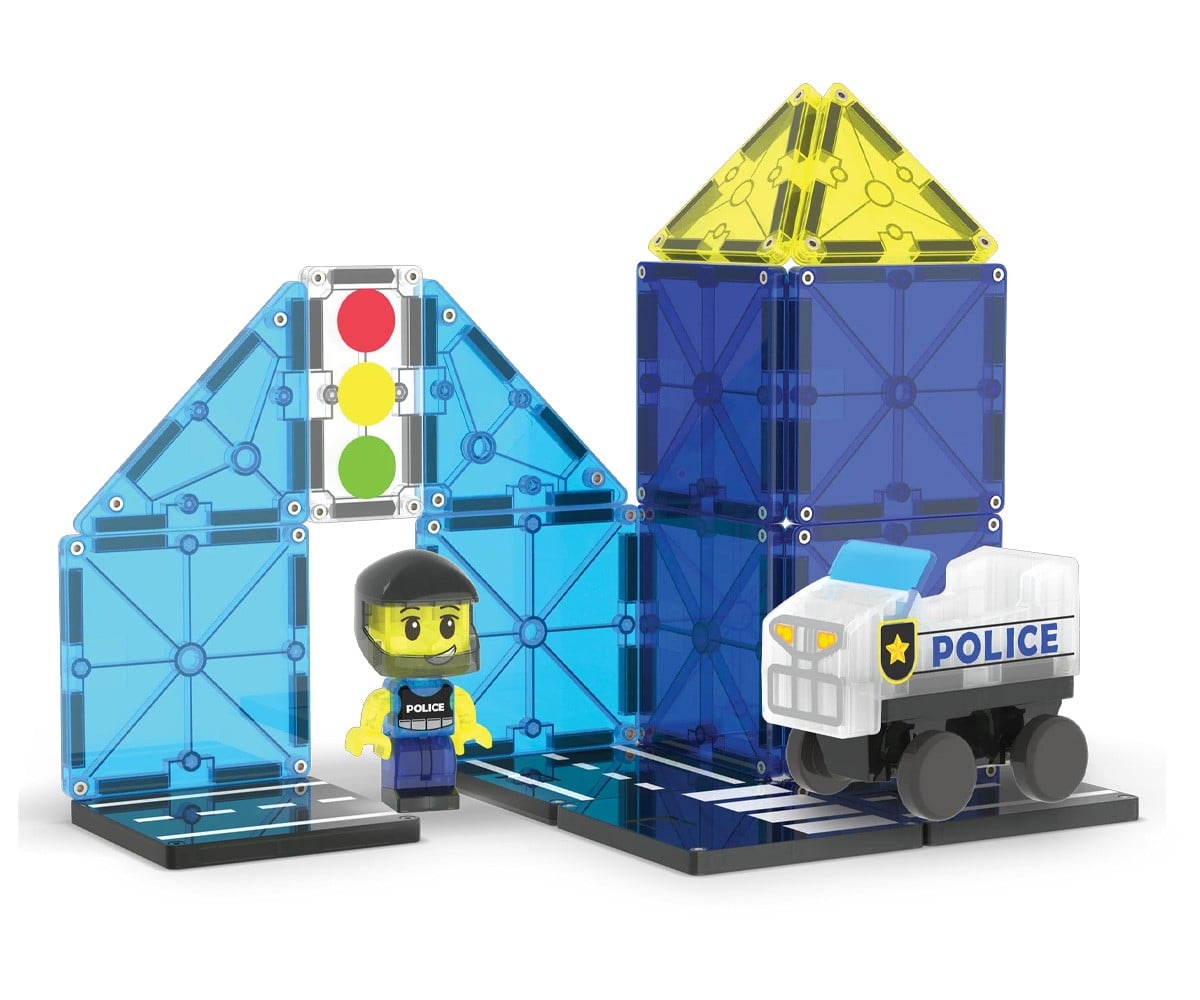 Conjunto de construção Magna-Tiles Police Patrol de 20 peças