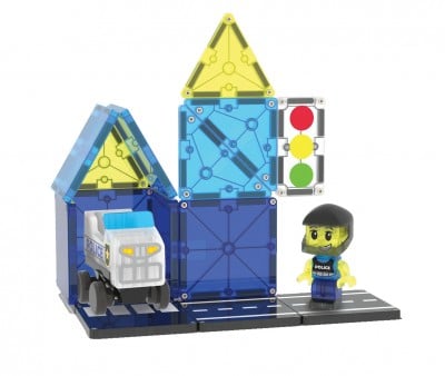 Conjunto de construção Magna-Tiles Police Patrol de 20 peças