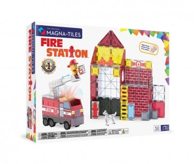 Conjunto de construção do Corpo de Bombeiros Magna-Tiles de 50 peças