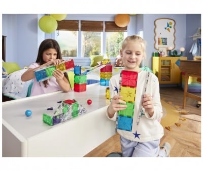 Conjunto de construção Magna-Tiles Rail Racers Deluxe de 90 peças