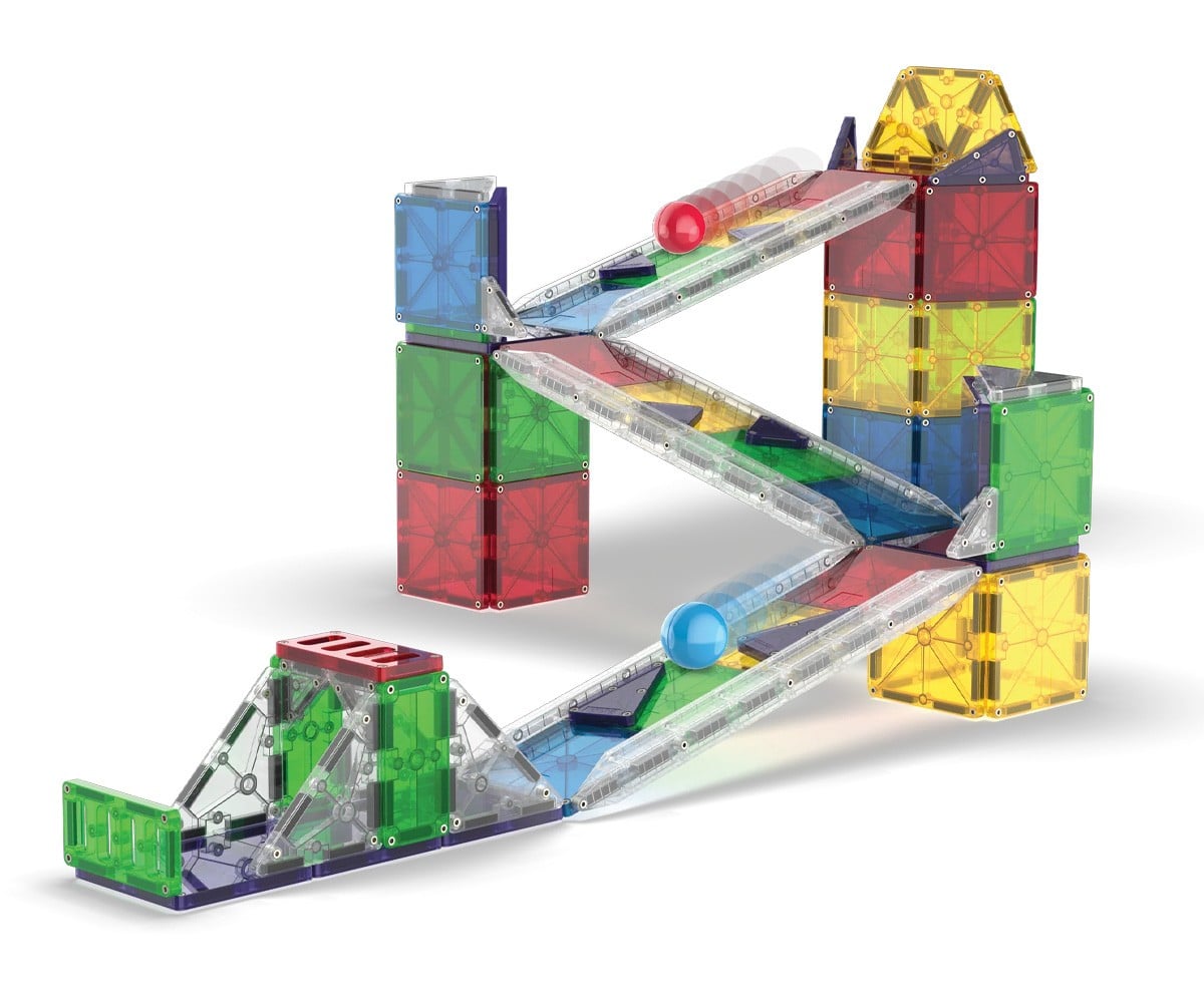 Conjunto de construção Magna-Tiles Rail Racers Deluxe de 90 peças