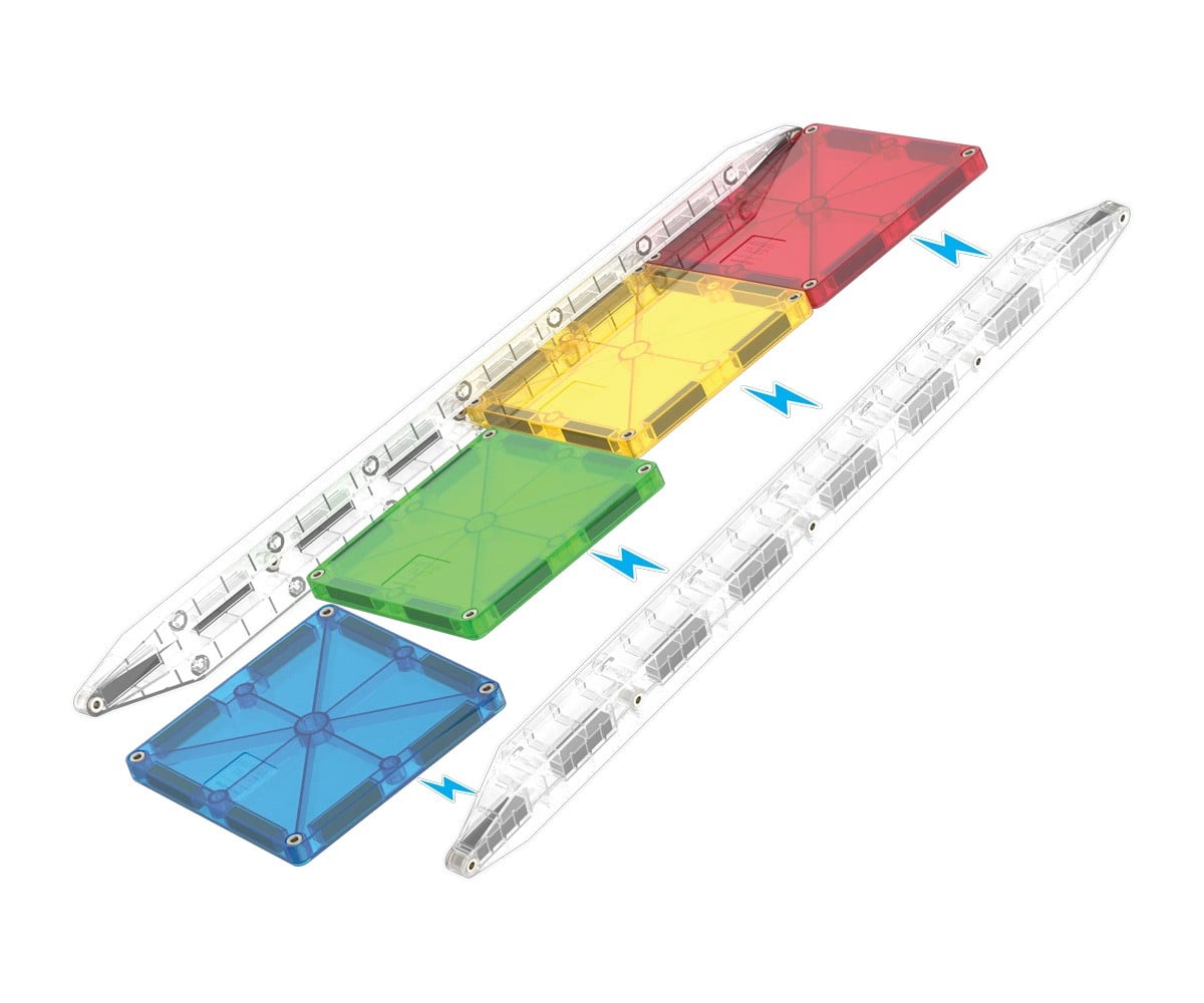 Conjunto de construção Magna-Tiles Rail Racers Deluxe de 90 peças