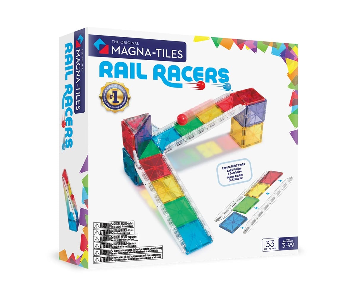 Conjunto de construção de 33 peças Magna-Tiles Rail Racers
