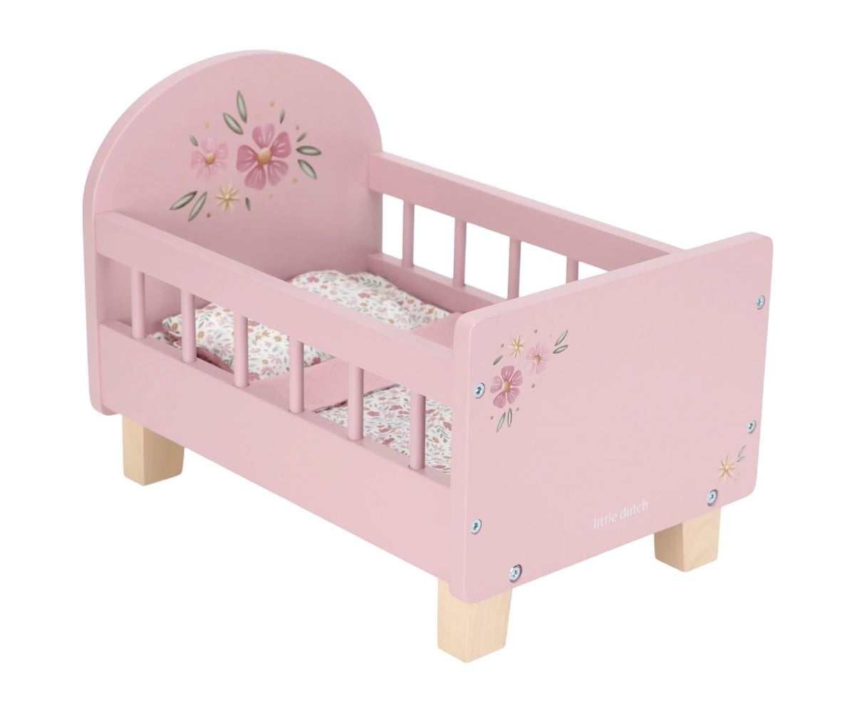 Cama de Madera con Textil para Muñecas FSC
