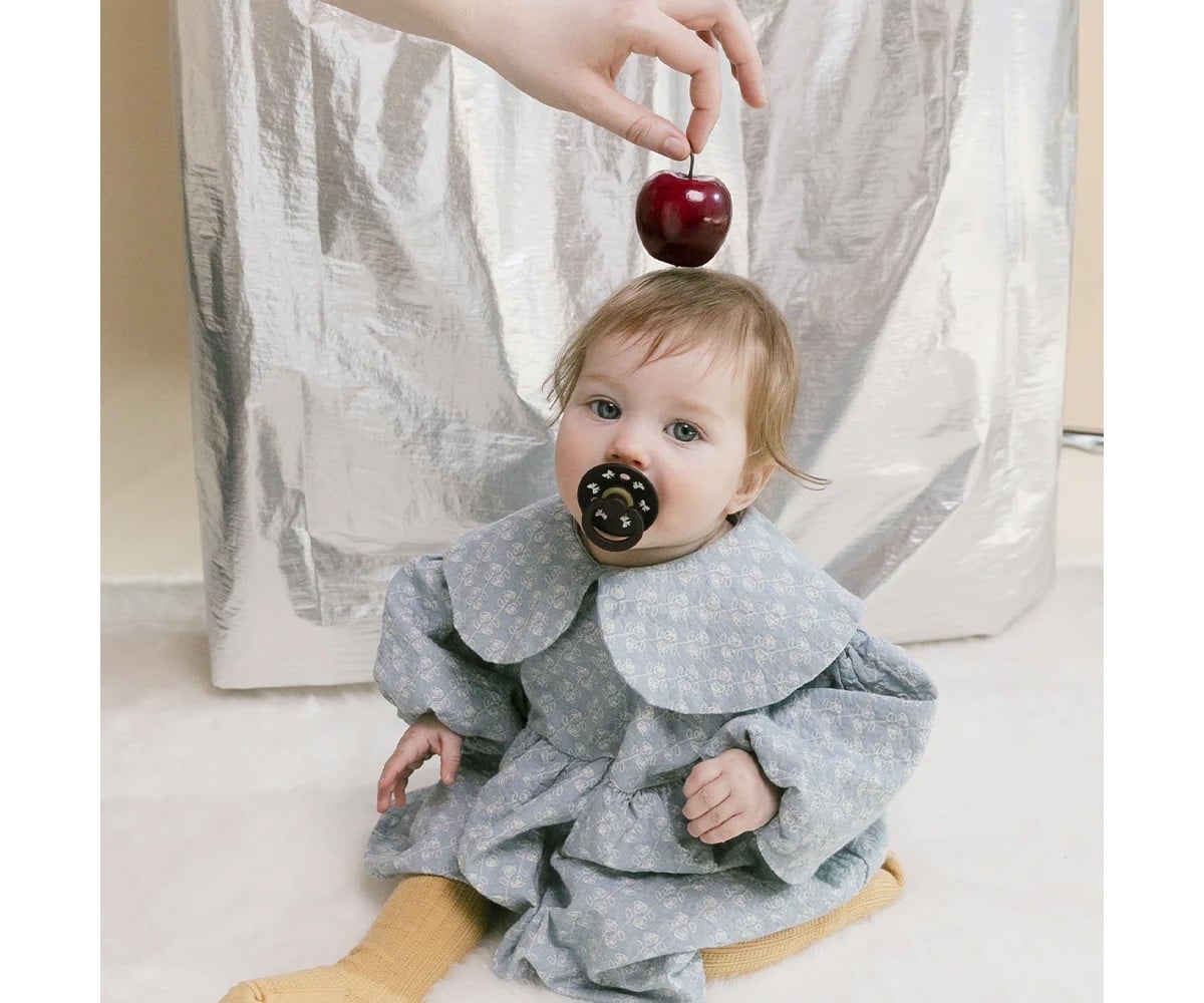 2 Sucettes BIBS Colour Round Holiday Bow Ivory/Plum