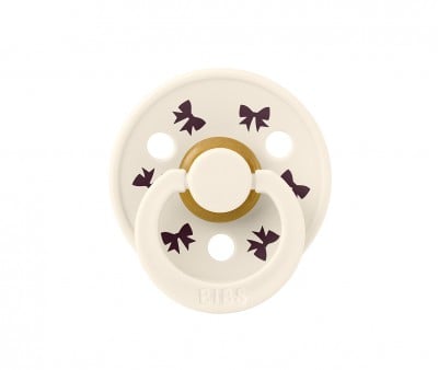 2 Sucettes BIBS Colour Round Holiday Bow Ivory/Plum