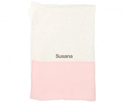 Coperta Personalizzabile Vellutata Rainbow Dots Rosa