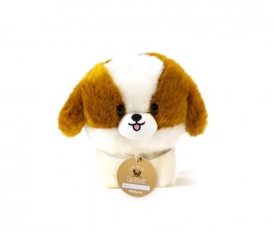 Les Minis Kanaï Perro de Peluche Suki con Collar y Cesta de Piel Sintética