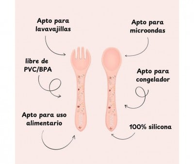 Set de Cuchara y Tenedor de Silicona Pulpo