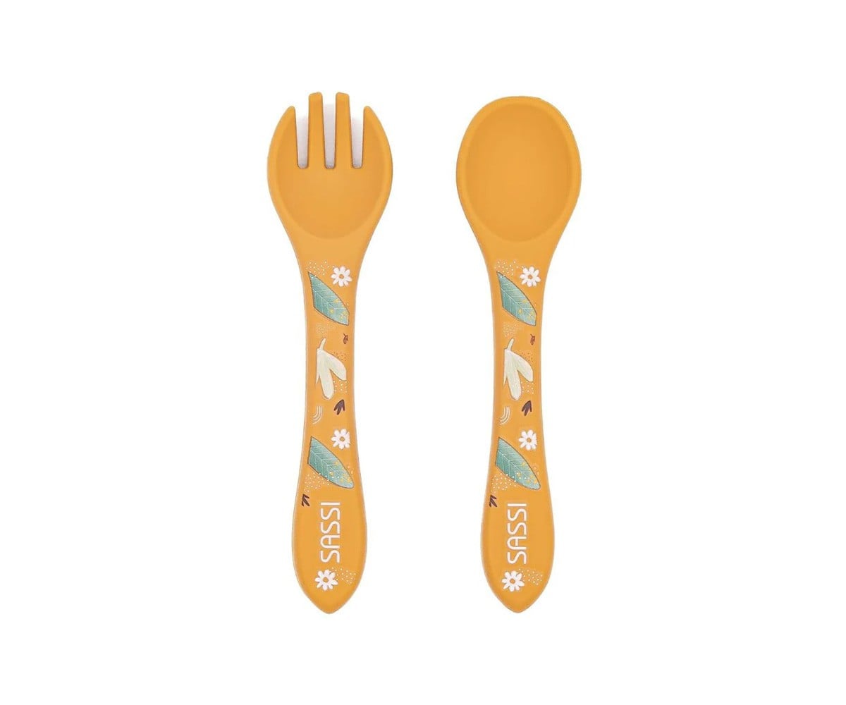 Ensemble Cuillère et Fourchette en Silicone Lion