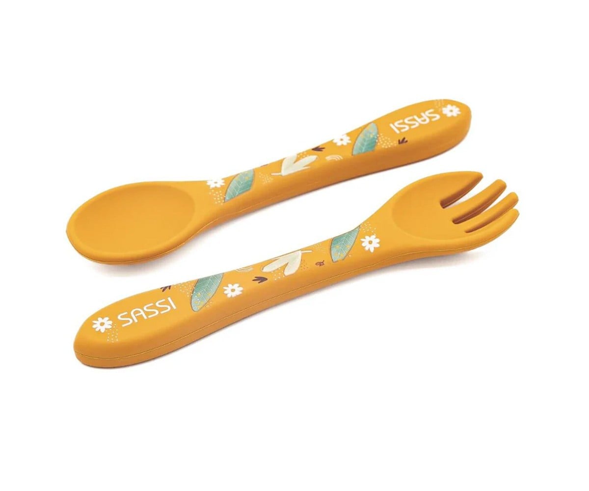 Ensemble Cuillère et Fourchette en Silicone Lion