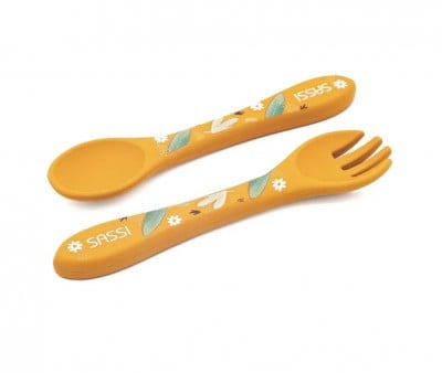 Ensemble Cuillère et Fourchette en Silicone Lion