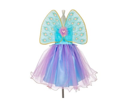 Costume Carnevale Fata Tamara con Ali di Piume di Pavone 3-4 anni