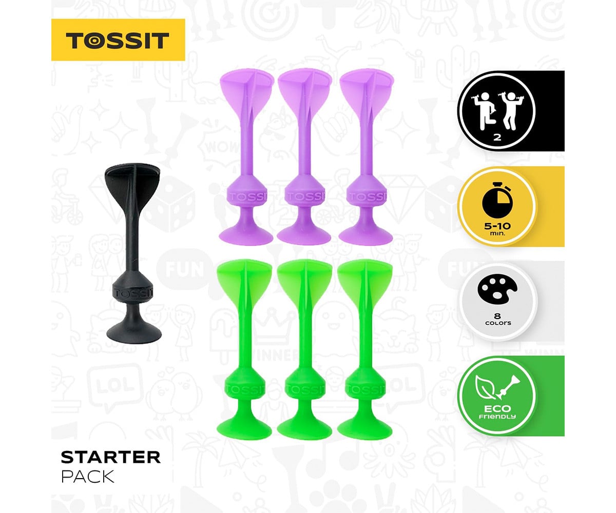 Starter Set of 7 Silicone Darts with Suction Cup Green + Purple