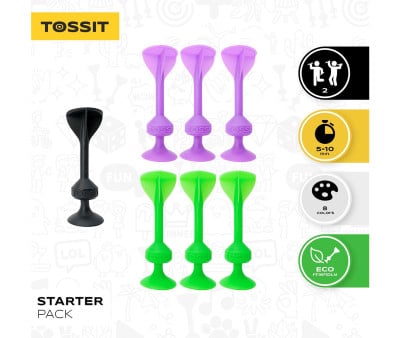Starter Set of 7 Silicone Darts with Suction Cup Green + Purple