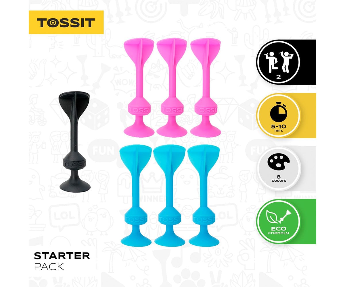 Starter Set of 7 Silicone Darts with Suction Cup Blue + Pink