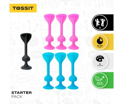 Starter Set of 7 Silicone Darts with Suction Cup Blue + Pink