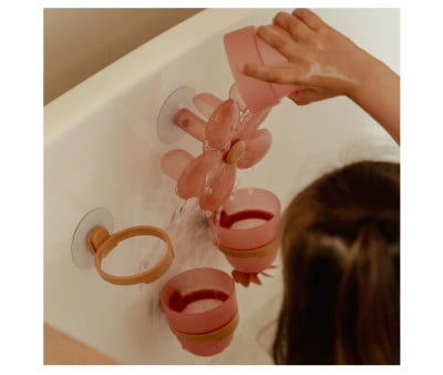 Juego de Baño Tazas y Flor Rosa