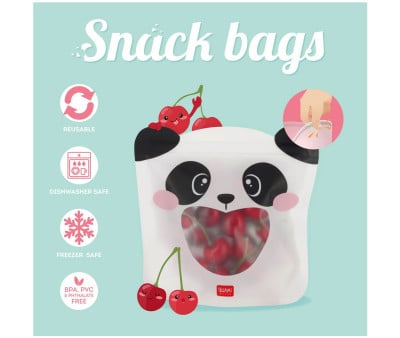 3 Buste Snack Riutilizzabili Panda