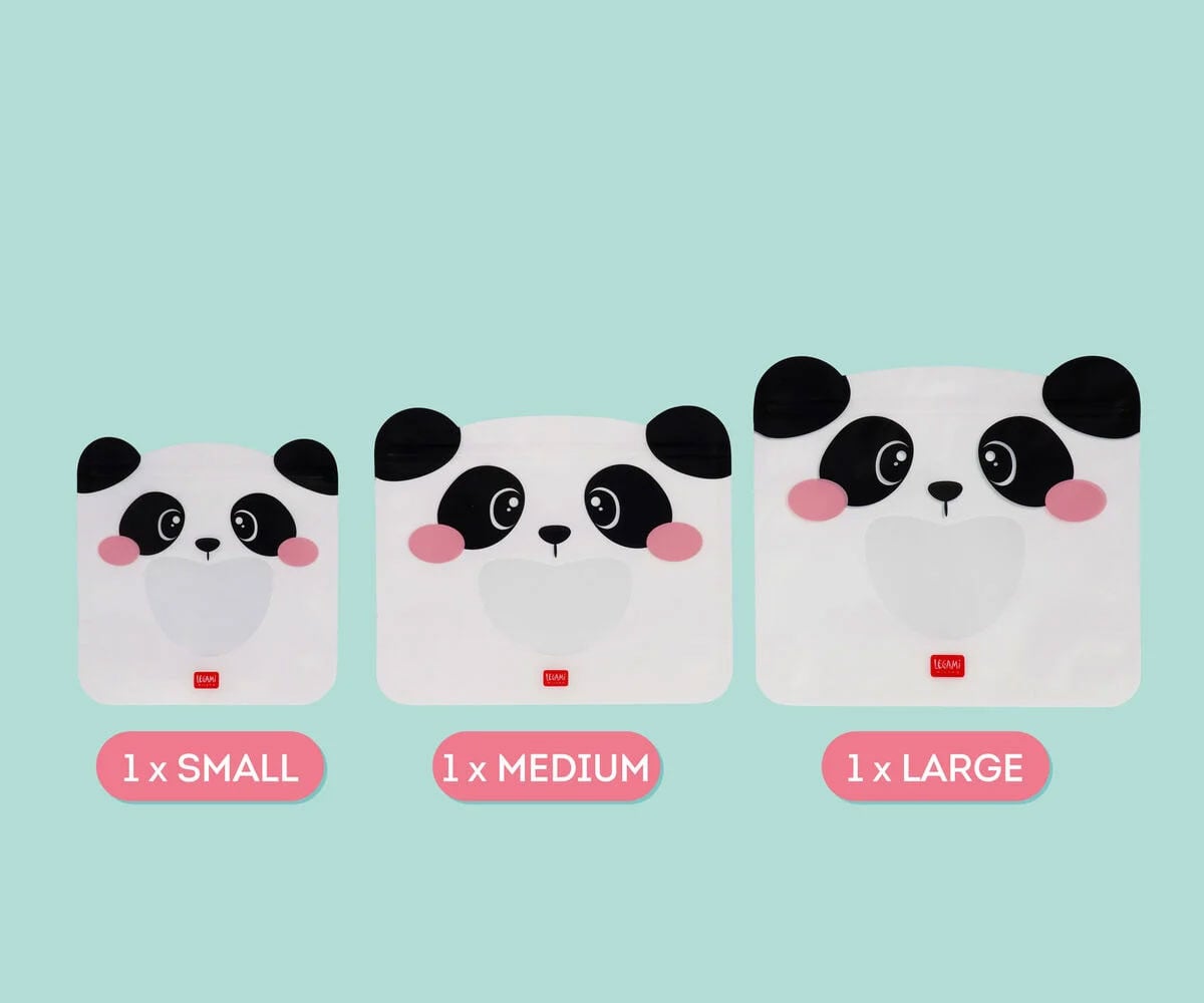 3 Buste Snack Riutilizzabili Panda
