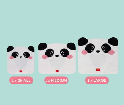 3 Buste Snack Riutilizzabili Panda
