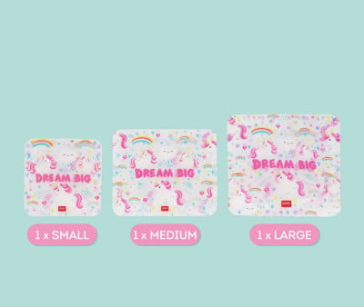 3 Buste Snack Riutilizzabili Unicorn