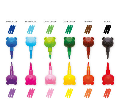 12 Rotuladores Apilables Teddy Bear