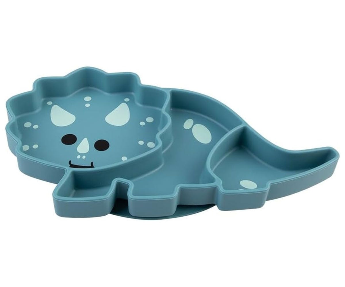 Plato de Silicona con Ventosa Dinosaurio Azul