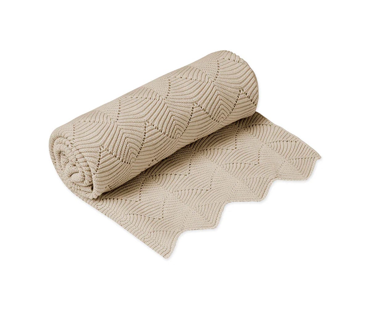 Coperta in Maglia Almond
