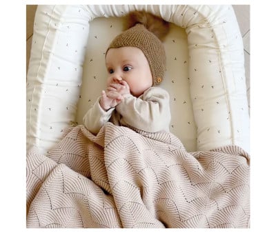 Coperta in Maglia Almond