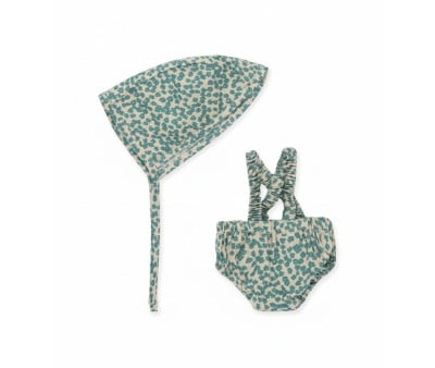 Conjunto de Pelele y Gorro para Muñecos Flores Verdes