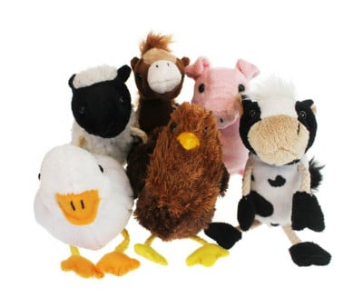 Conjunto de 6 marionetes de dedo Animais da Fazendo