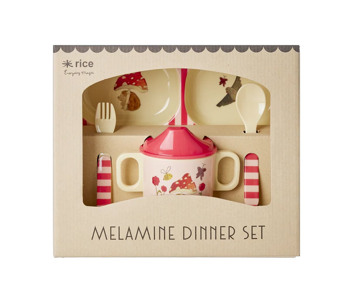Set de Vaisselle Enfant 4 Pièces Forest Pink