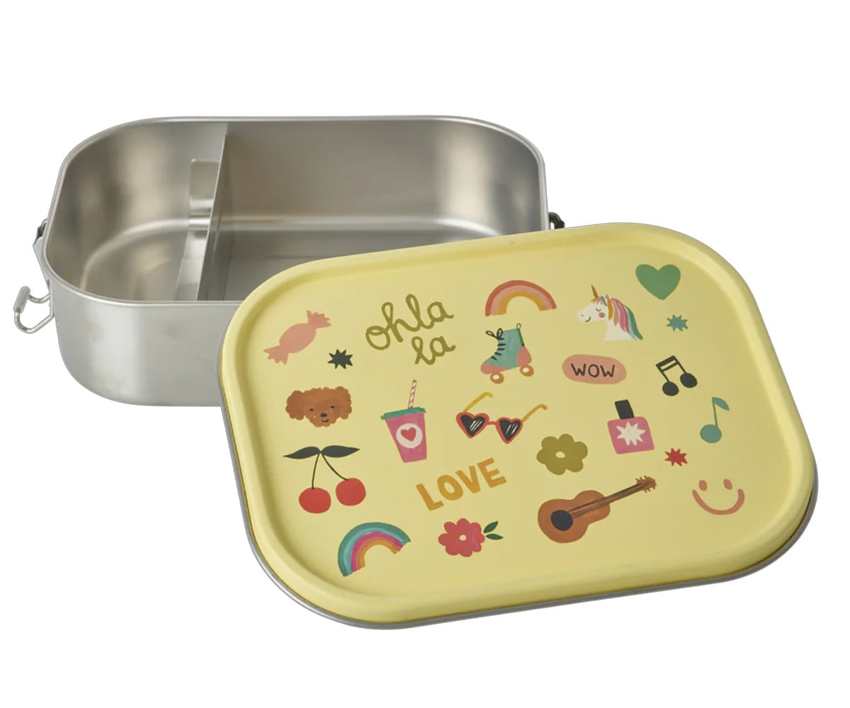 Lunch Box Large in Steel Unicorn Love