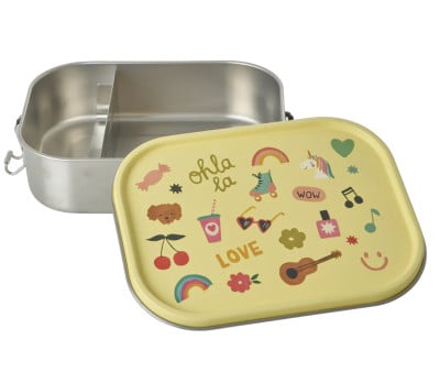 Lunch Box Large in Steel Unicorn Love