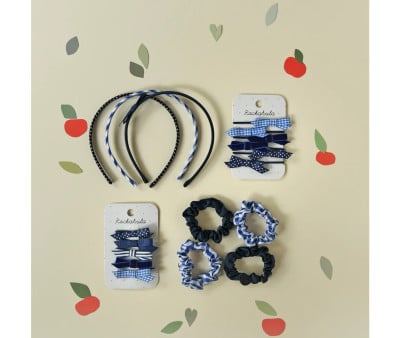 6 School Blue Hair Ties