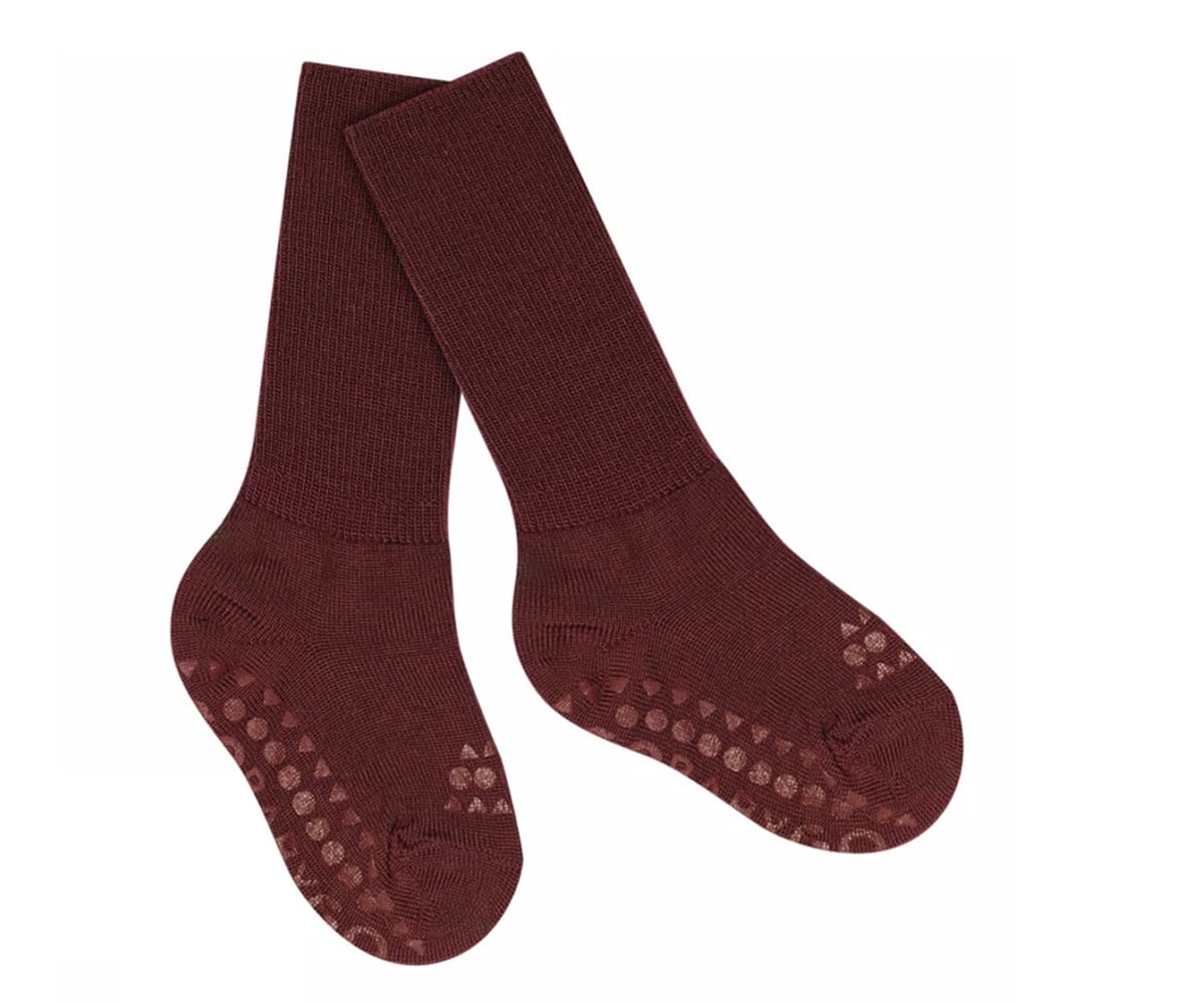 Meias antiderrapantes Lana Merino Wine Red