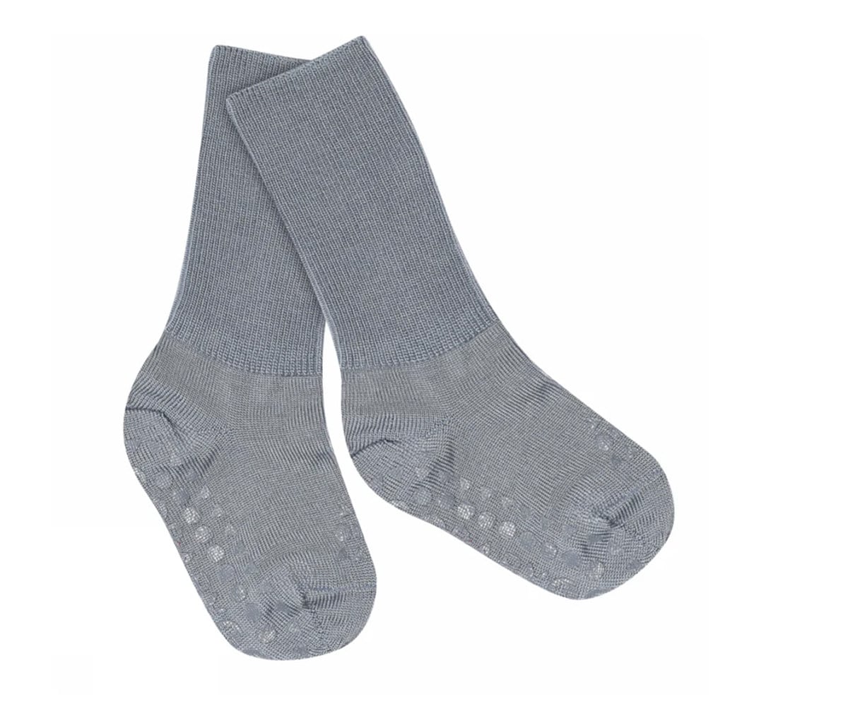 Meias com sola antiderrapante em lã merino Stone Blue