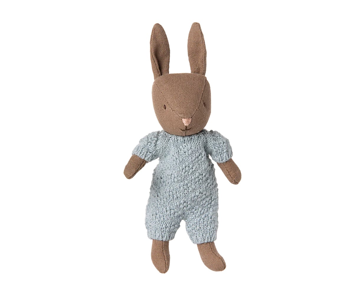 Coniglio Maileg Rabbit Micro con Tutina Azzurro