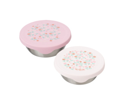 2 SnackBox en Acier Inoxydable Fleurs