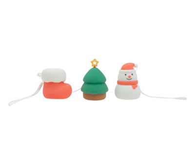 3 Veilleuses LED de Noël Botte, Sapin, Bonhomme de Neige