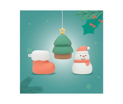 3 Veilleuses LED de Noël Botte, Sapin, Bonhomme de Neige