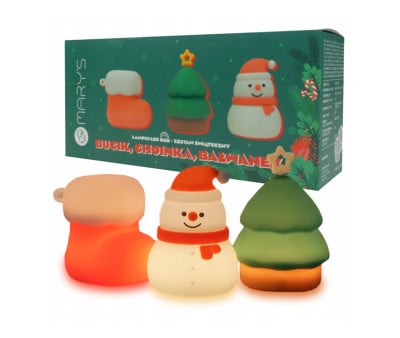 3 Luces Nocturnas LED Navideñas Bota, Árbol, Muñeco de Nieve