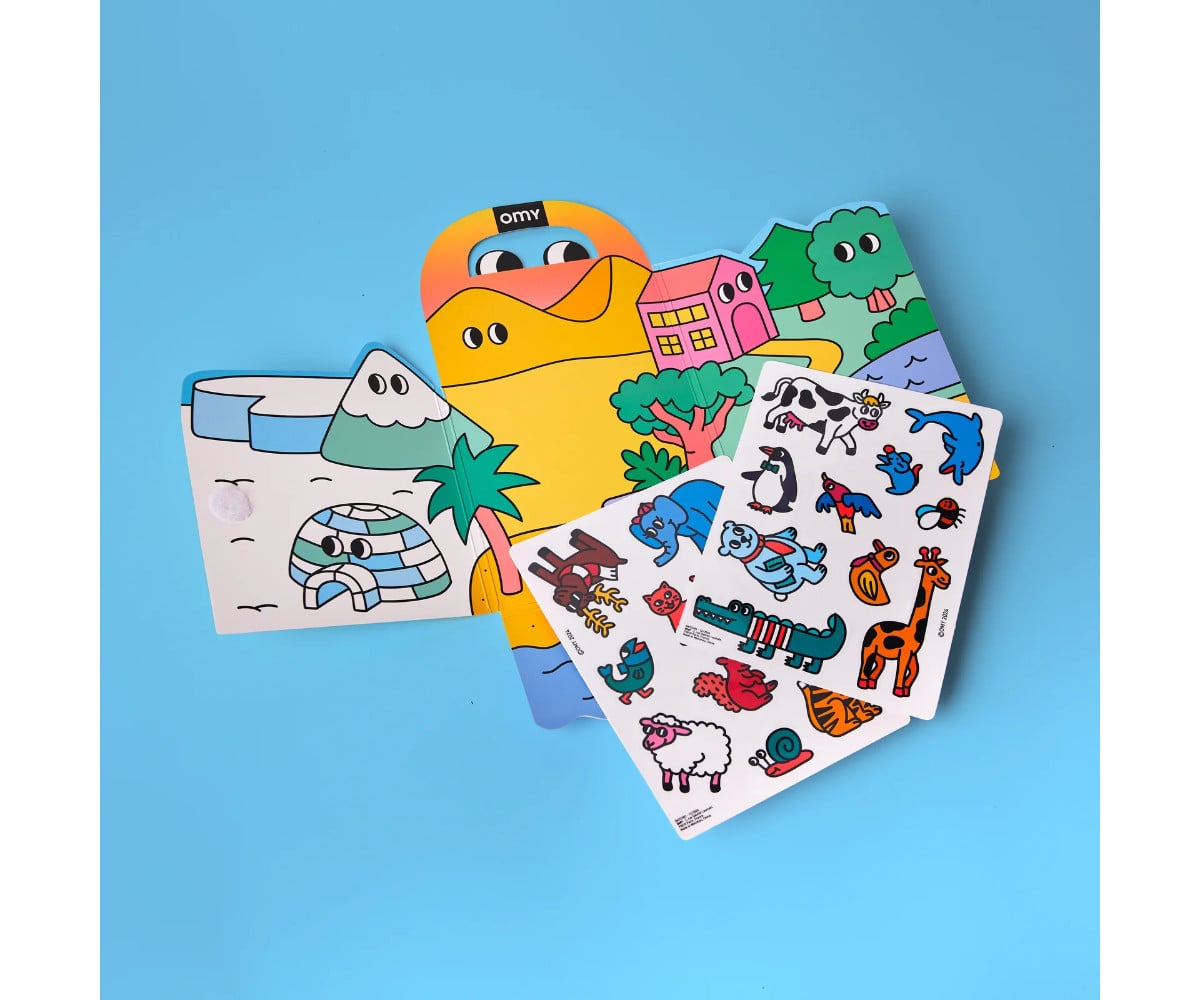 Dépliable avec Stickers Réutilisables Omy Montessori Animaux